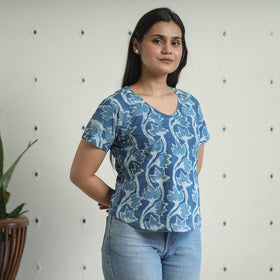 Bindaas Block Art Printed Cotton Women V Neck T-shirt 06 Online at iTokri.com