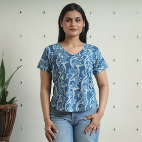  Bindaas Block Art Printed Cotton Women V Neck T-shirt 06 Online at iTokri.com