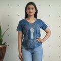 Buy Bindaas Block Art Printed Cotton Women V Neck T-shirt 09 Online at iTokri.com