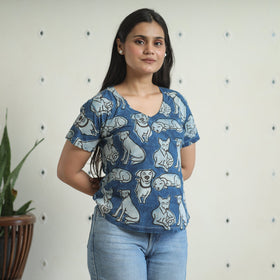 Buy Bindaas Block Art Printed Cotton Women V Neck T-shirt 10 Online at iTokri.com