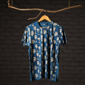 Buy Bindaas Block Art Prints Natural Dyed Cotton Round Neck T-shirt Online at iTokri.com