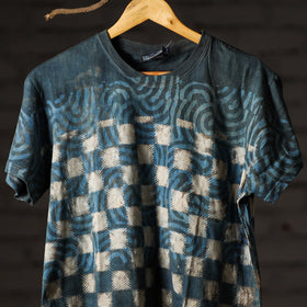  Bindaas Block Art Prints Natural Dyed Cotton Unisex Round Neck T-shirt 