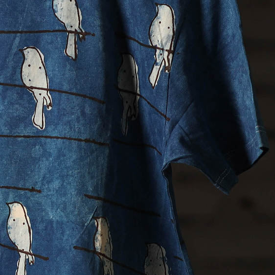 Blue - bindaas art prints natural dyed cotton unisex round