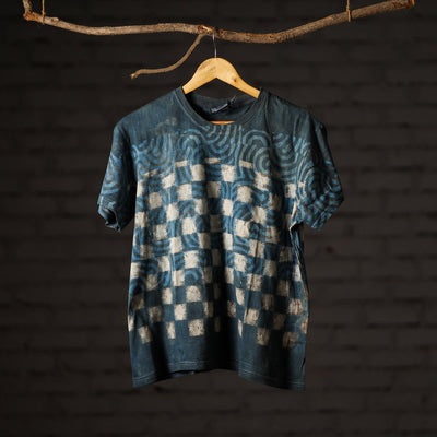  Bindaas Block Art Prints Natural Dyed Cotton Unisex Round Neck T-shirt 
