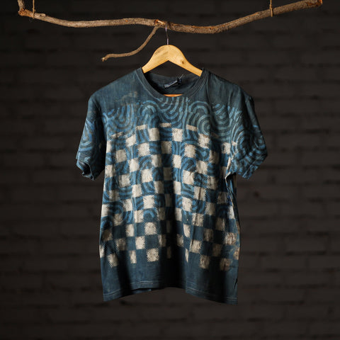  Bindaas Block Art Prints Natural Dyed Cotton Unisex Round Neck T-shirt 