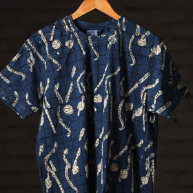 Blue - bindaas art printed cotton round neck t-shirt