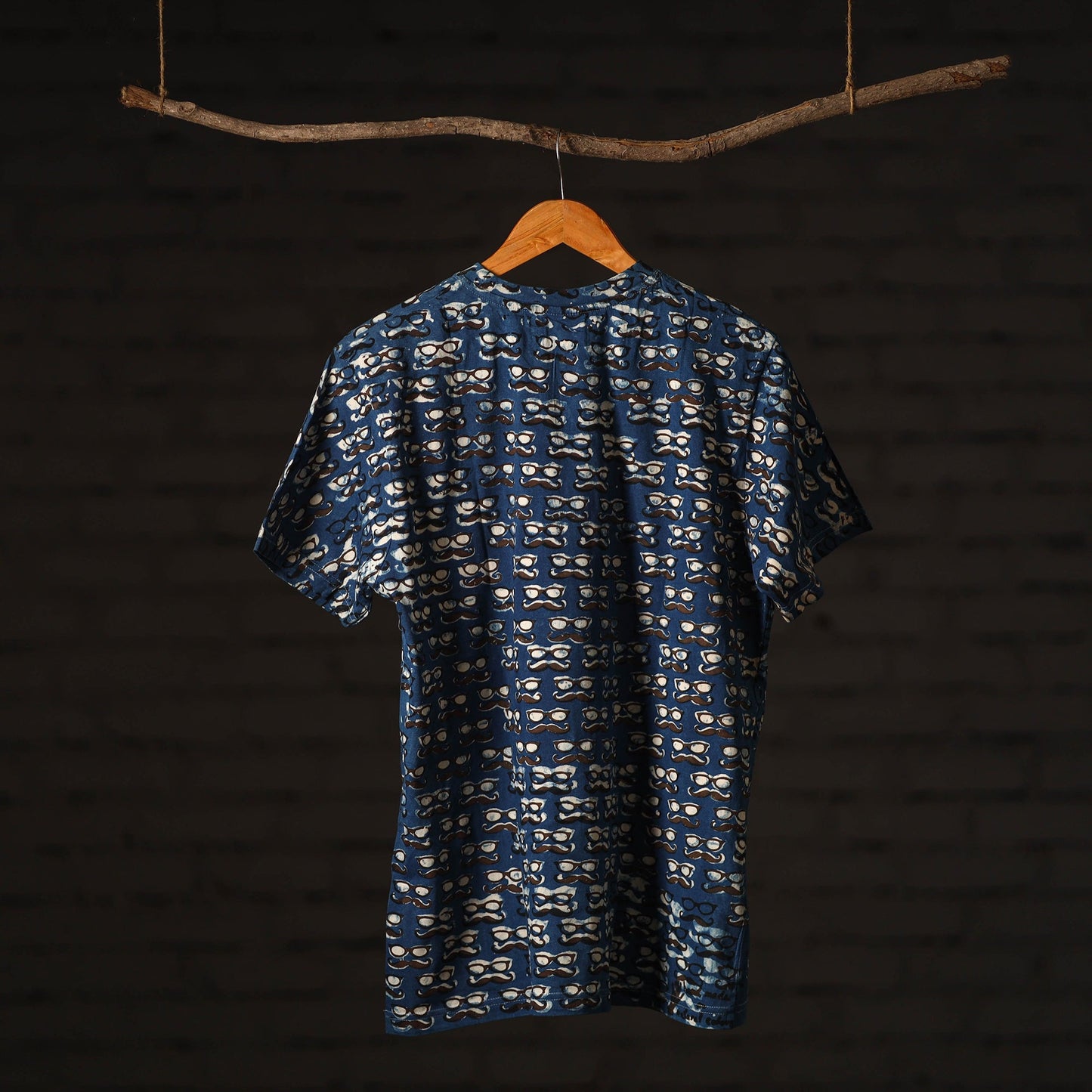 Blue - bindaas art printed cotton round neck t-shirt