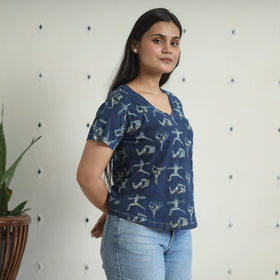 Buy Bindaas Block Art Printed Cotton Women V Neck T-shirt 02 Online at iTokri.com