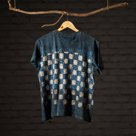  Bindaas Block Art Prints Natural Dyed Cotton Unisex Round Neck T-shirt 