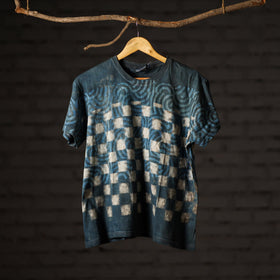  Bindaas Block Art Prints Natural Dyed Cotton Unisex Round Neck T-shirt 