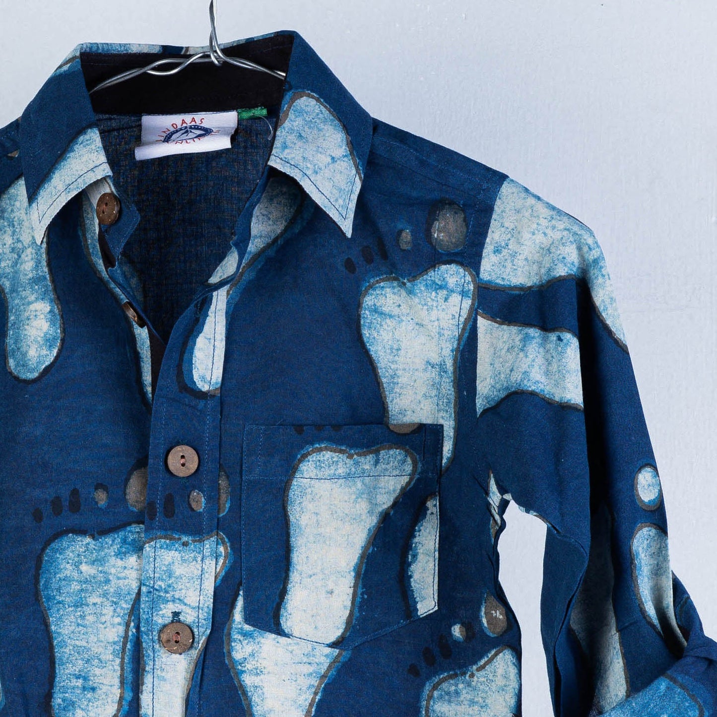 Bindaas Block Printed Cotton Full-Sleeve Kids Shirt