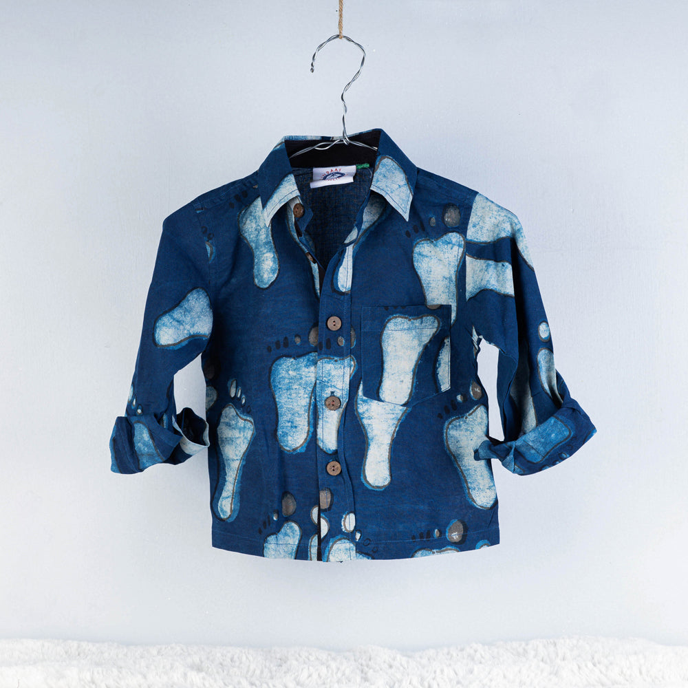 Bindaas Block Printed Cotton Full-Sleeve Kids Shirt