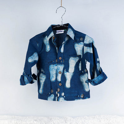 Bindaas Block Printed Cotton Full-Sleeve Kids Shirt