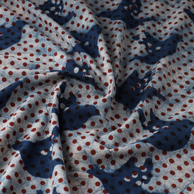 पहले सीधे Dots with Birds - Blue Bindaas Cotton Block Print Fabric