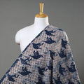 पहले सीधे Dots with Birds - Blue Bindaas Cotton Block Print Fabric