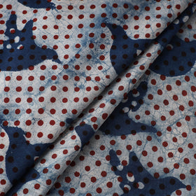पहले सीधे Dots with Birds - Blue Bindaas Cotton Block Print Fabric