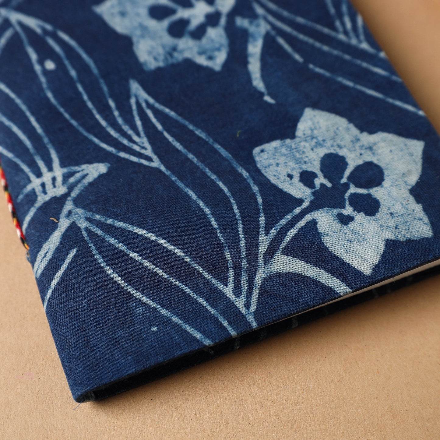Blue - bindaas fabric cover handmade paper notebook (7 x 5