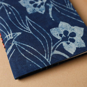 Blue - bindaas fabric cover handmade paper notebook (7 x 5