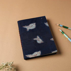 Blue - bindaas fabric cover handmade paper notebook (7 x 5