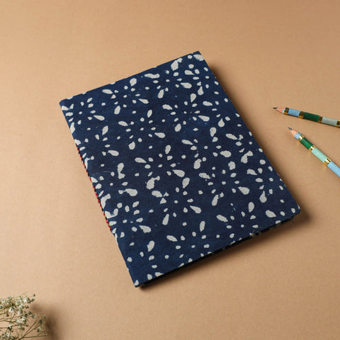 Blue - bindaas fabric cover handmade paper notebook (9 x 7