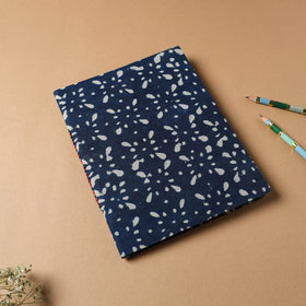 Blue - bindaas fabric cover handmade paper notebook (9 x 7