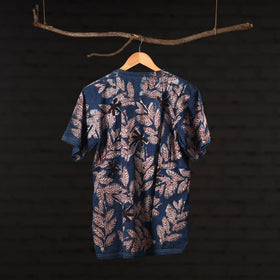  Block Art Prints Natural Dyed Cotton Round Neck T-shirt 