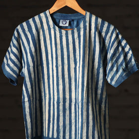 Buy Block Art Prints Natural Dyed Cotton Round Neck T-shirt Online at iTokri.com
