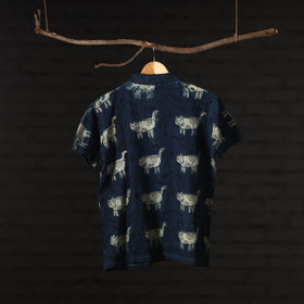 Bindaas Natural Dyed Art Block Print Unisex Polo Collar T-shirt