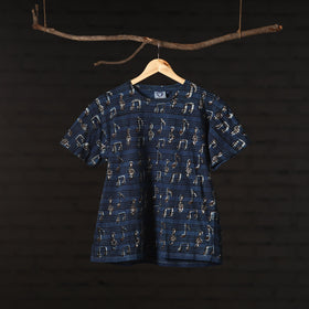 Buy Bindaas Natural Dyed Art Block Print Round Neck T-shirt in Pure Cotton Online at iTokri.com