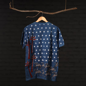Buy Bindaas Natural Dyed Art Block Print Round Neck T-shirt in Pure Cotton Online at iTokri.com