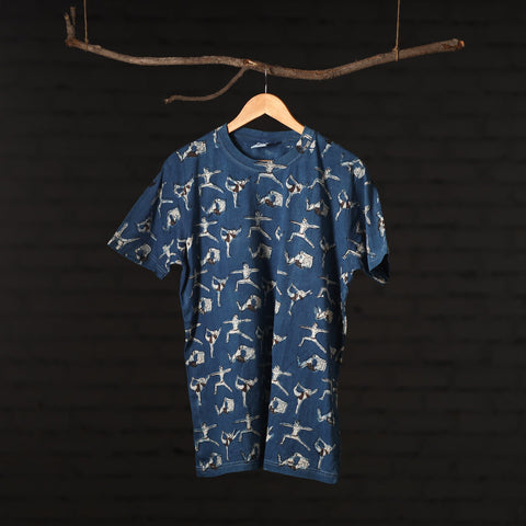 Buy Bindaas Natural Dyed Art Block Print Round Neck T-shirt in Pure Cotton Online at iTokri.com
