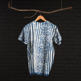  Block Art Prints Natural Dyed Cotton Round Neck T-shirt 