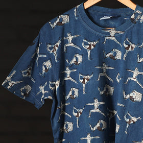 Buy Bindaas Natural Dyed Art Block Print Round Neck T-shirt in Pure Cotton Online at iTokri.com