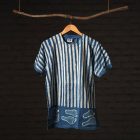 Buy Block Art Prints Natural Dyed Cotton Round Neck T-shirt Online at iTokri.com