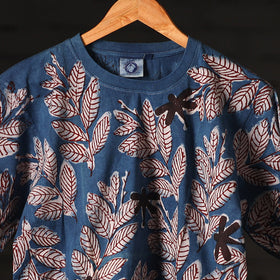  Block Art Prints Natural Dyed Cotton Round Neck T-shirt 