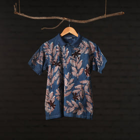 Bindaas Natural Dyed Art Block Print Unisex Polo Collar T-shirt