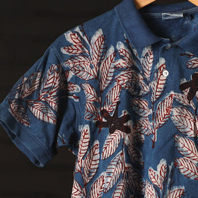 Bindaas Natural Dyed Art Block Print Unisex Polo Collar T-shirt