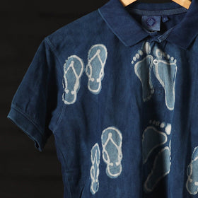 Buy Bindaas Natural Dyed Art Block Print Polo Collar T-shirt in Pure Cotton Online at iTokri.com