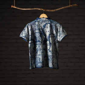 Buy Bindaas Natural Dyed Art Block Print Unisex Polo Collar T-shirt in Pure Cotton Online at iTokri.com