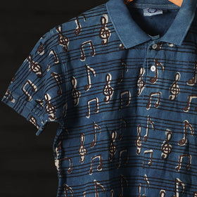 Bindaas Natural Dyed Art Block Print Unisex Polo Collar T-shirt