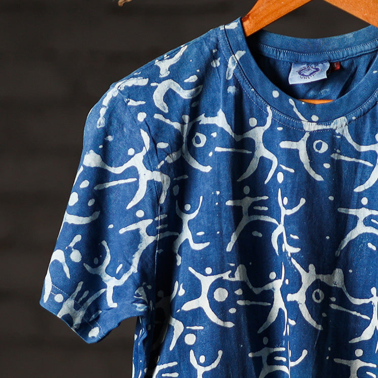 Buy Block Art Prints Natural Dyed Cotton Unisex Round Neck T-shirt Online at iTokri.com