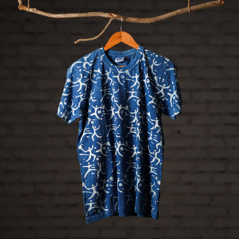 Buy Block Art Prints Natural Dyed Cotton Unisex Round Neck T-shirt Online at iTokri.com