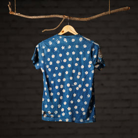 Blue - bindaas natural dyed art women v neck t-shirt