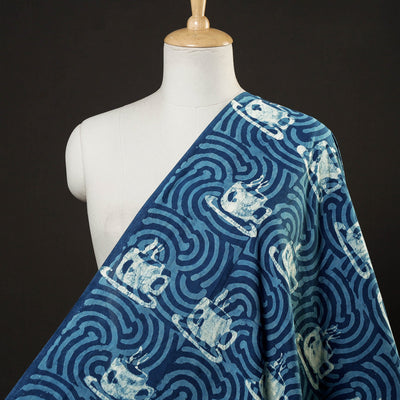 Blue Bindaas Block Printed Cotton Natural Dyed Fabric