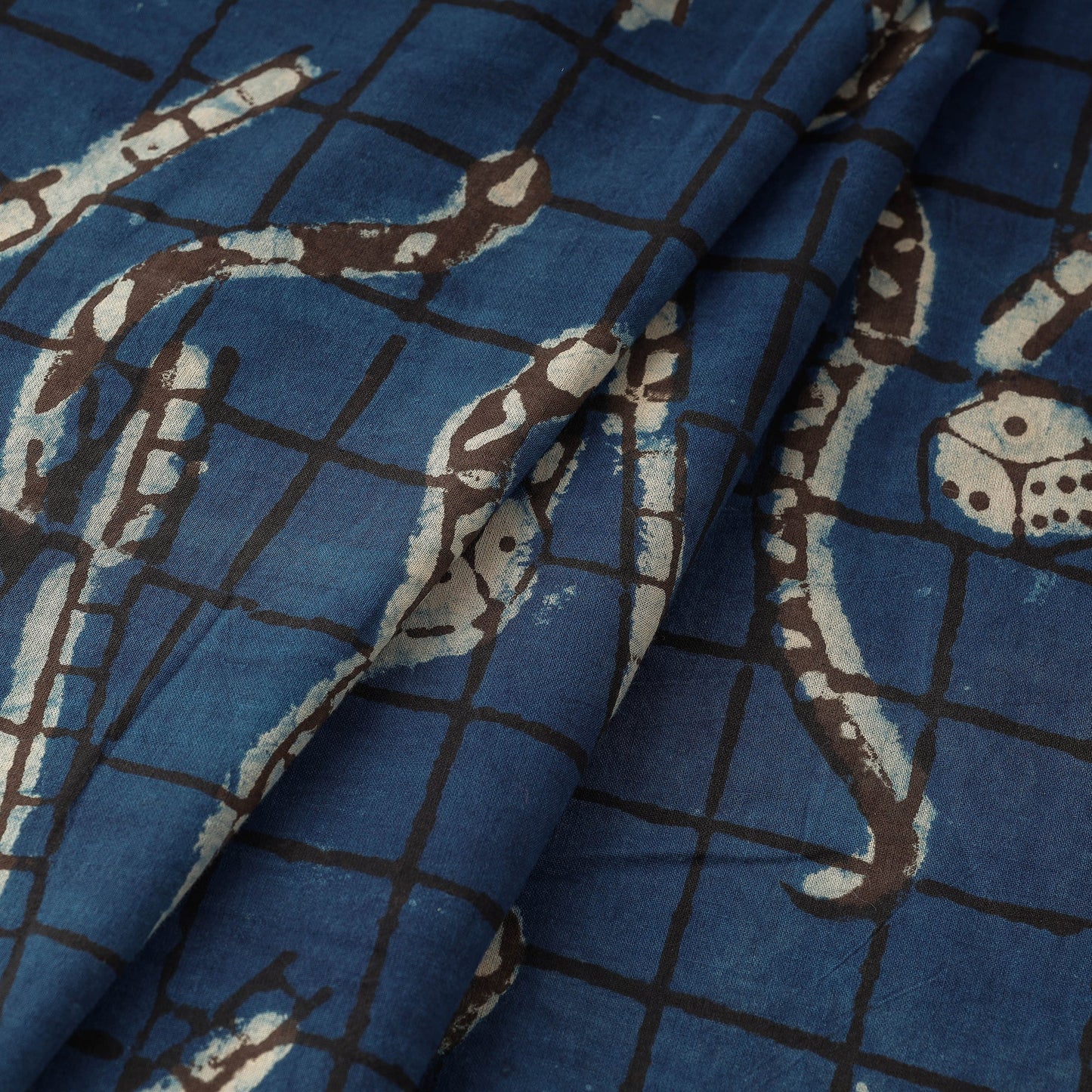 Blue Bindaas Block Printed Cotton Natural Dyed Fabric