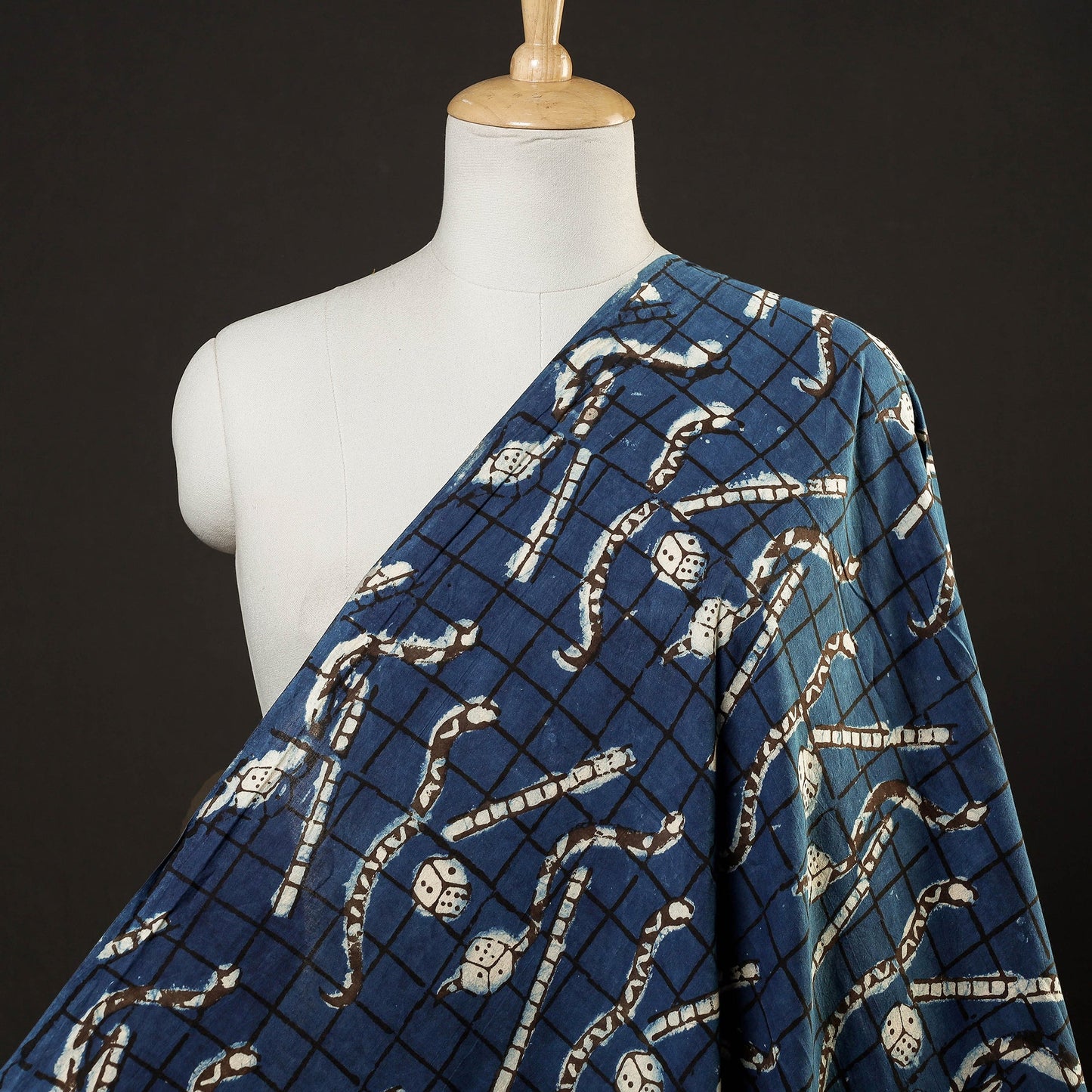 Blue Bindaas Block Printed Cotton Natural Dyed Fabric