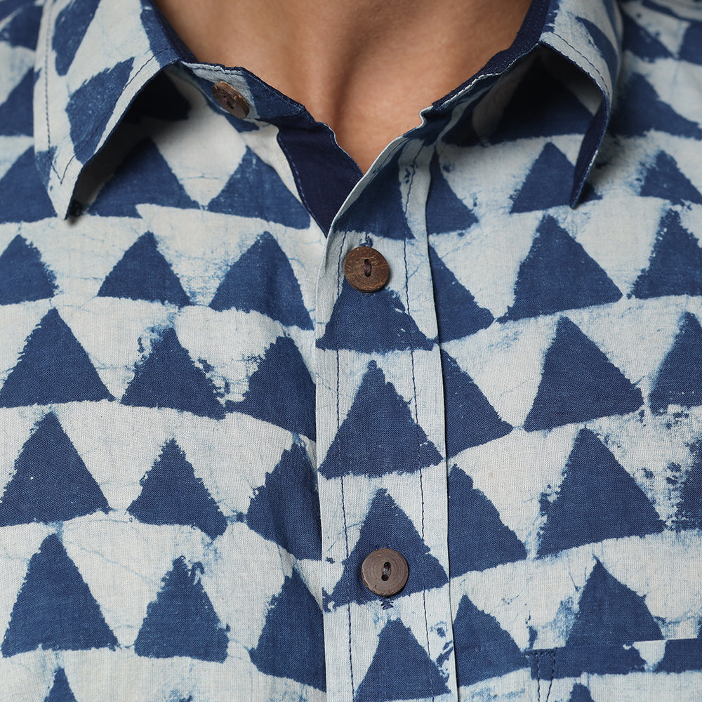 Buy Bindaas Block Printed Natural Dyed Cotton Men Half Sleeve Shirt Online at iTokri.com