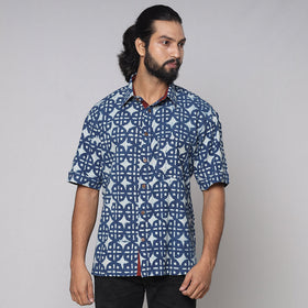 Buy Bindaas Block Printed Natural Dyed Cotton Men Half Sleeve Shirt Online at iTokri.com