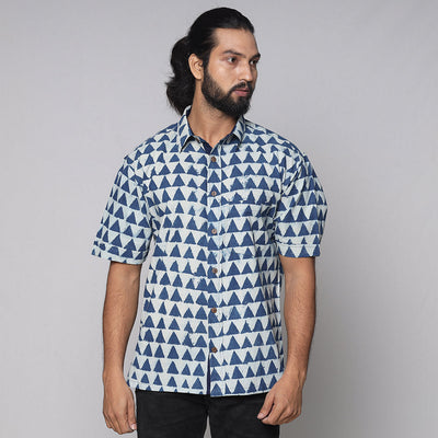 Buy Bindaas Block Printed Natural Dyed Cotton Men Half Sleeve Shirt Online at iTokri.com