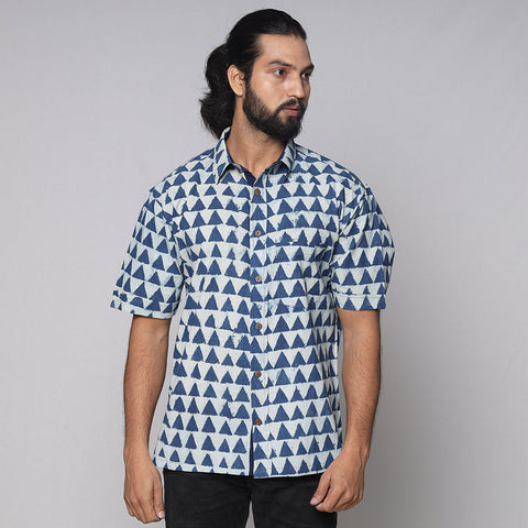 Buy Bindaas Block Printed Natural Dyed Cotton Men Half Sleeve Shirt Online at iTokri.com